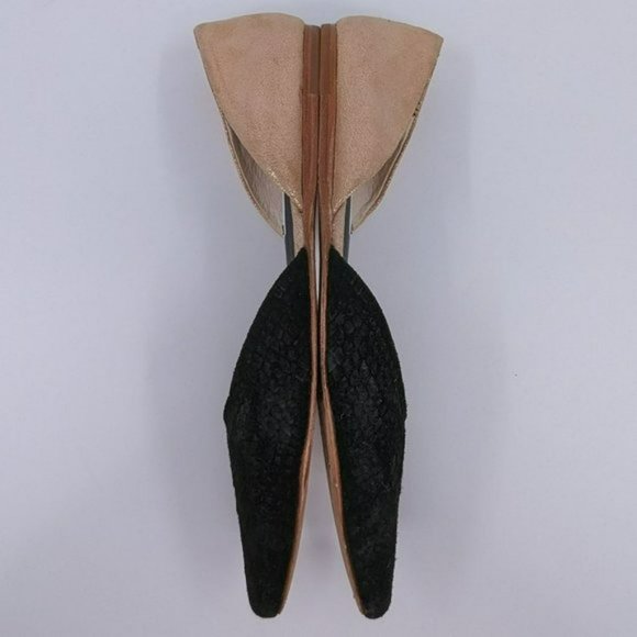 Matt Bernson dOrsay Flats 9.5 M Black Rose Gold Two Toned Snake Embossed Leather - Picture 10 of 14